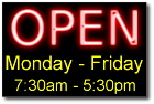 Monday-Friday 7:30am-5:30pm